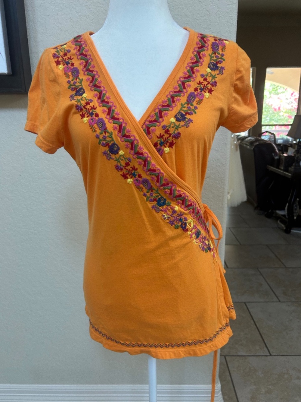 Johnny Was Embroidered Wrap Top. Sz. M. NWOT